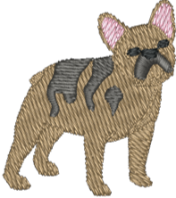 Tan and Dark Grey Frenchie Dog Embroidered Icon