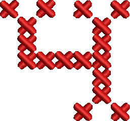 4 Cross Stitch Red Embroidered Icon