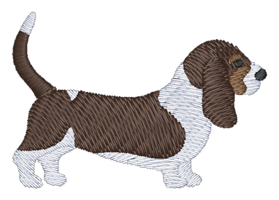 Basset Hound Dog Tricolor 200 Embroidered Icon