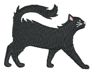 Long Hair Black Cat Embroidered Icon