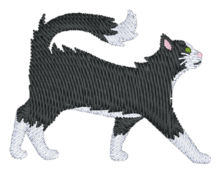 Long Hair Black and White Cat Embroidered Icon