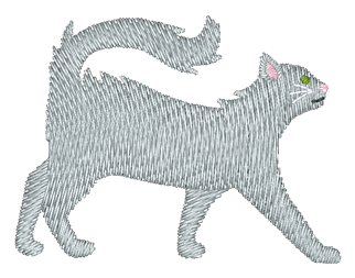 Long Hair Grey Cat Embroidered Icon