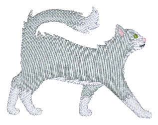Long Hair Grey and White Cat Embroidered Icon