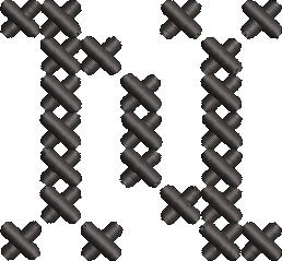 N Cross Stitch Black Embroidered Icon