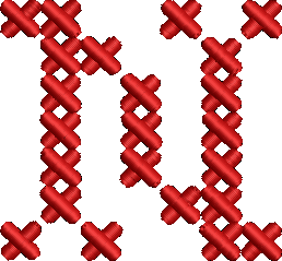 N Cross Stitch Red Embroidered Icon