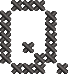 Q Cross Stitch Black Embroidered Icon