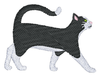 Short Hair Black and White Cat Embroidered Icon