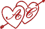 Red Initial Arrow Hearts