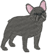Dark Grey Frenchie Dog Embroidered Icon